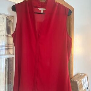Banana Republic Red Sleeveless V-Neck Blouse